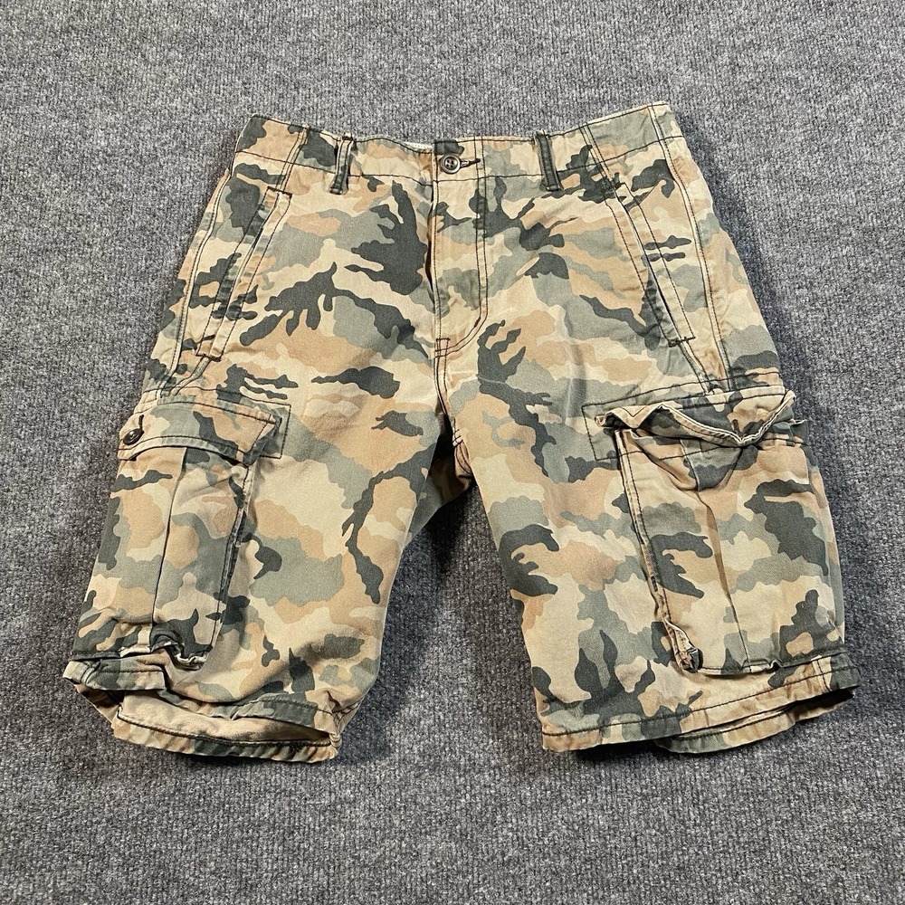Levis Mens Size 29 Woodland Camo Cargo Pocket Shorts Skater Retro Style 10"